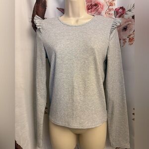 Women's Gray Buffalo Ruffle Shoulder Top​​